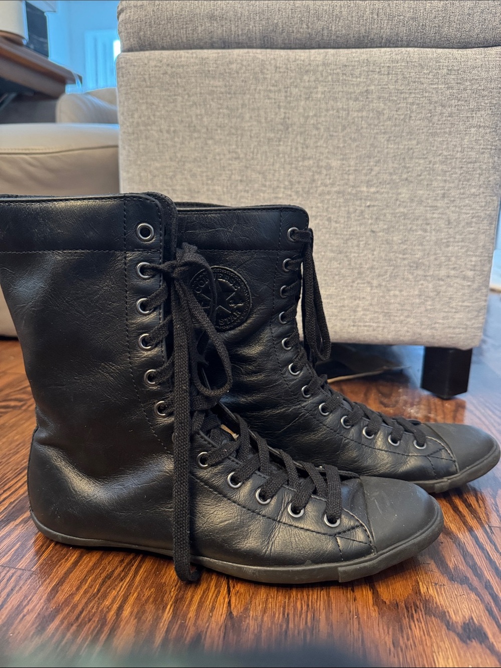Black Leather Mid-Calf Women's Converse